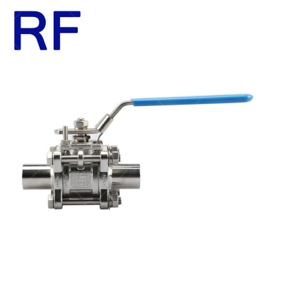 RF Sanitary Stainless Steel 3PCS Butt Weld Hygienic Full encapsulated Ball Valve 1-1/2" SS316L China Supplier