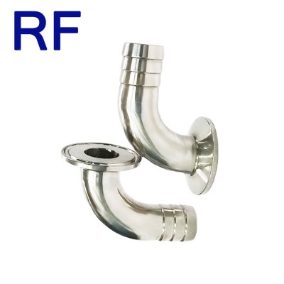 Rf Ss304 /316l Sanitary Stainless Steel Tri Clover Clamped 90 Degree Hose Barb Elbow Adapter Pipe Fittings For Milk Food