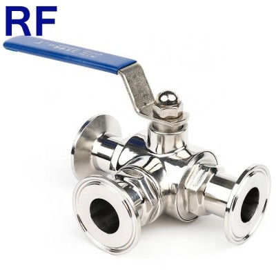 Rf 1.5inch Stainless Steel 304 L/t Type 3way Tri Clamp Ball Valve 3way Ball Valve