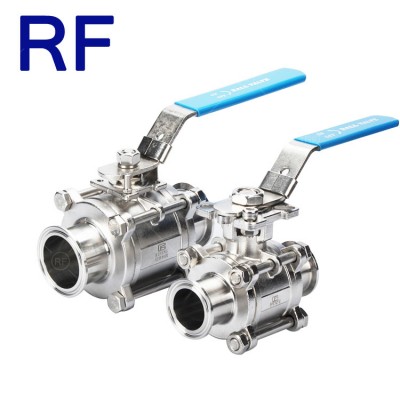 Rf Sanitary Stainless Steel Ss316l Clamp/welding Three-piece Ball Valve Butt Weld 3pc Ball Valve For Food