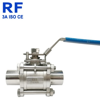 RF Stainless Steel Sanitary Three Piece Welding Full Package Manual Ball Valve