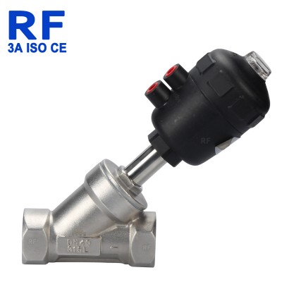 RF Stainless Steel Pneumatic Female Theard Angle Seat Valve