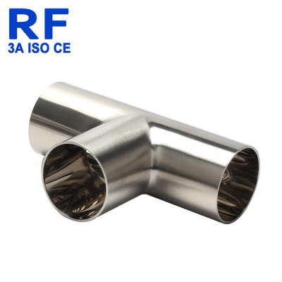 RF Sanitary Stainless Steel Pipe Fittings Welded Equal Tee